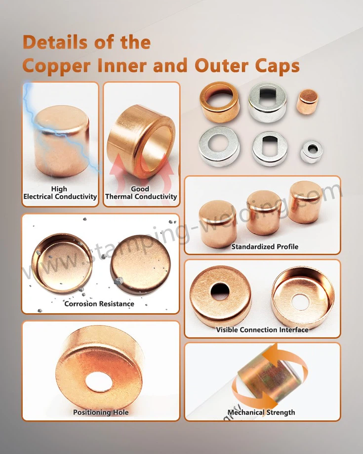 Copper outer caps of different specifications Copper outer caps of different specifications