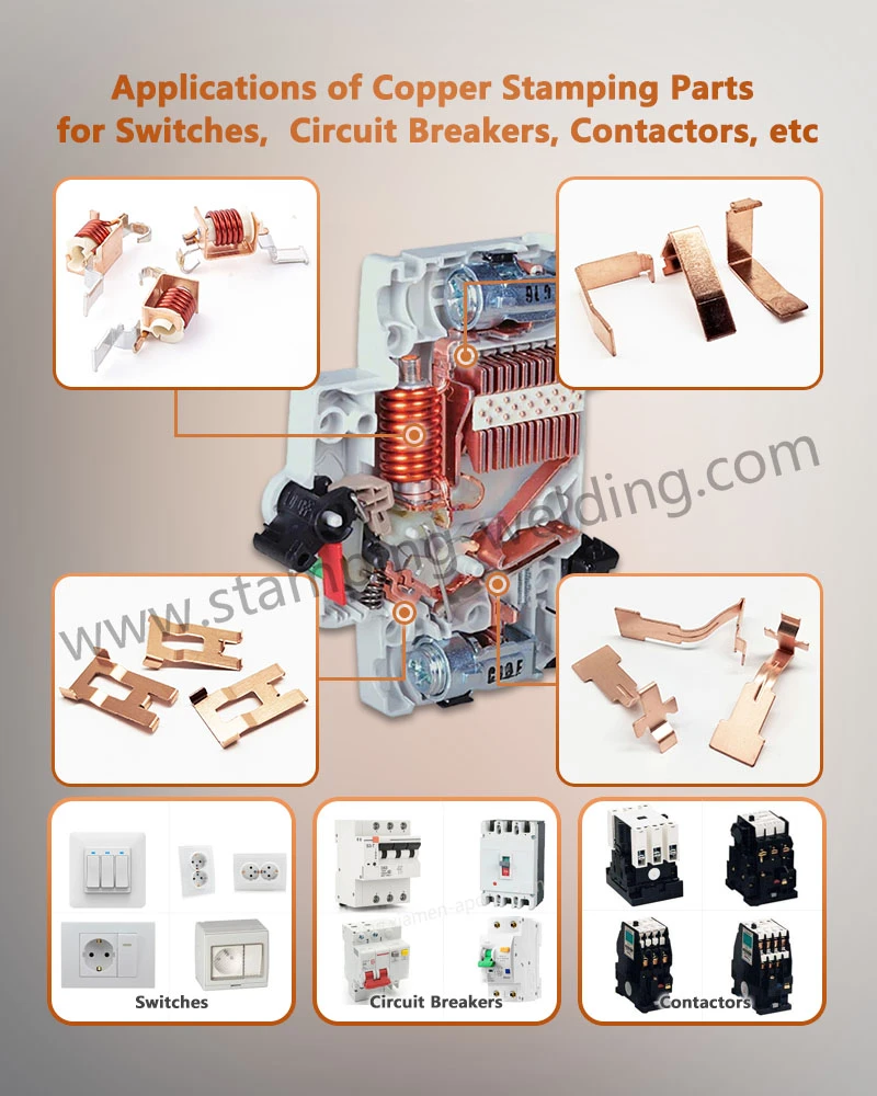 Applications of Copper Stamped Parts for Switches Circuit Breakers Contactors etc Applications of Copper Stamped Parts for Switches Circuit Breakers Contactors etc